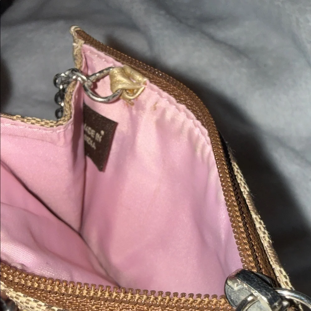 Coach Gold Metallic Trim Signature Keychain Card Case